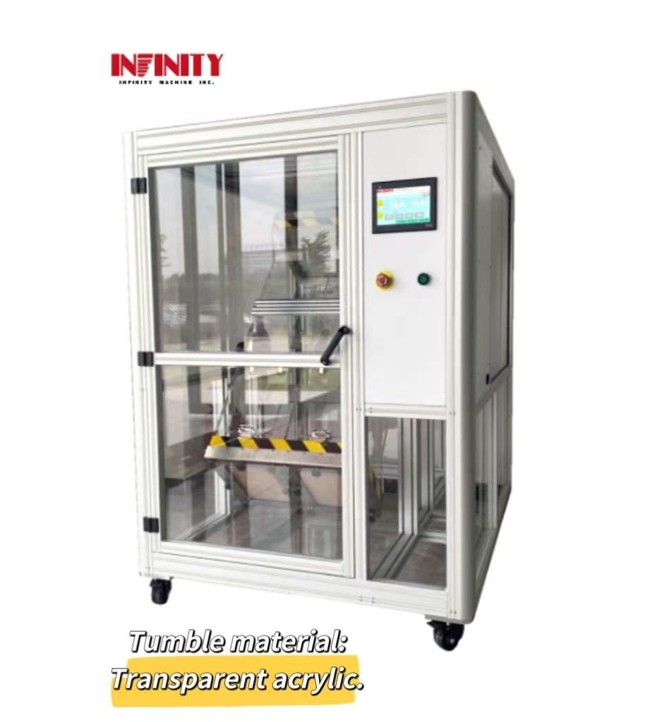 Funzionamento regolare Materiale acrilico trasparente Doppia stazione Tomble Drop Test Machine